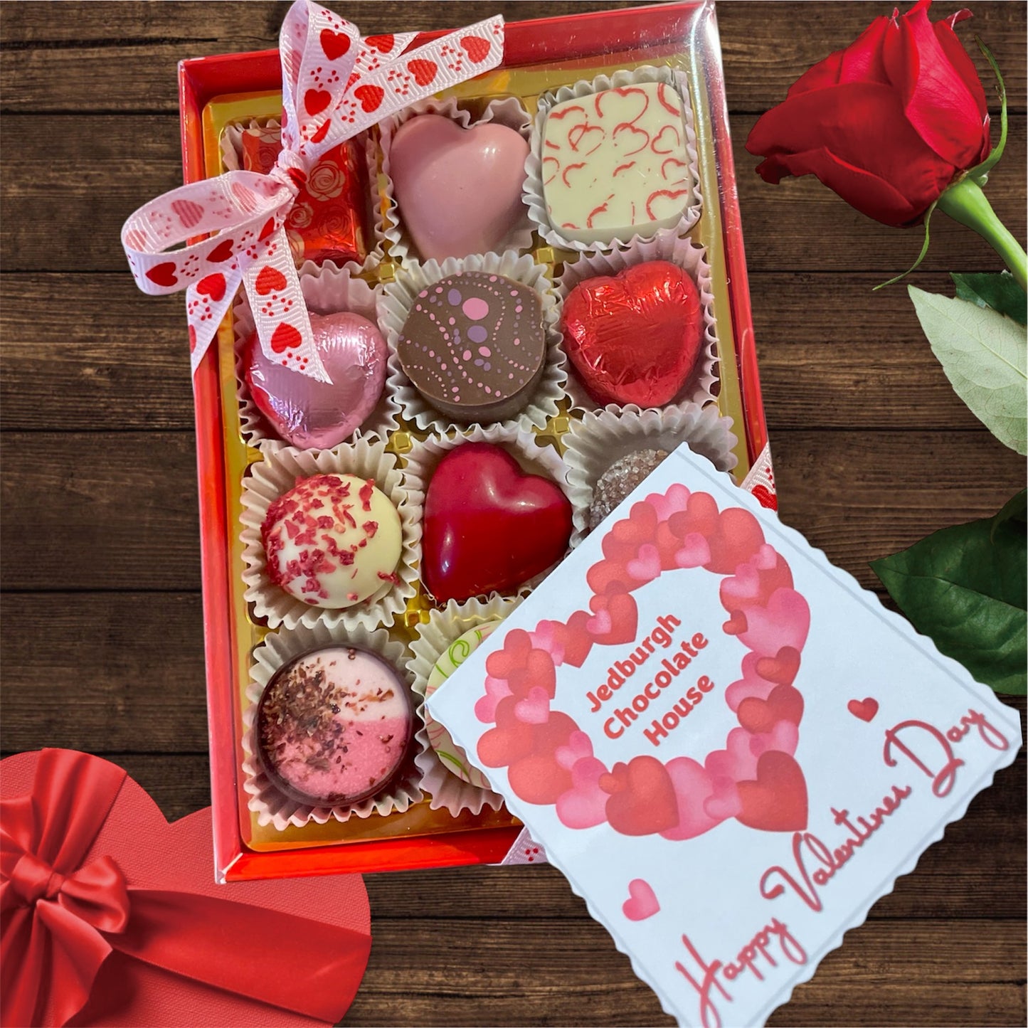 Valentine 12 Box - assortment of milk, dark and white chocolates