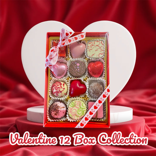 Valentine 12 Box - assortment of milk, dark and white chocolates