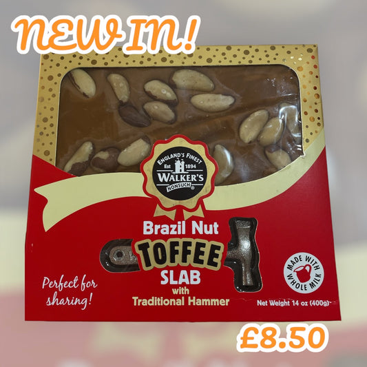 Walkers Brazil Nut Toffee Slab with Traditional Hammer